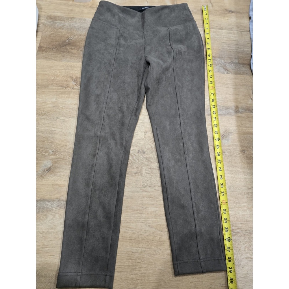 Andrew Marc Faux Suede Pull-On Leggings Pants S/CH Small High Rise Gray Taupe